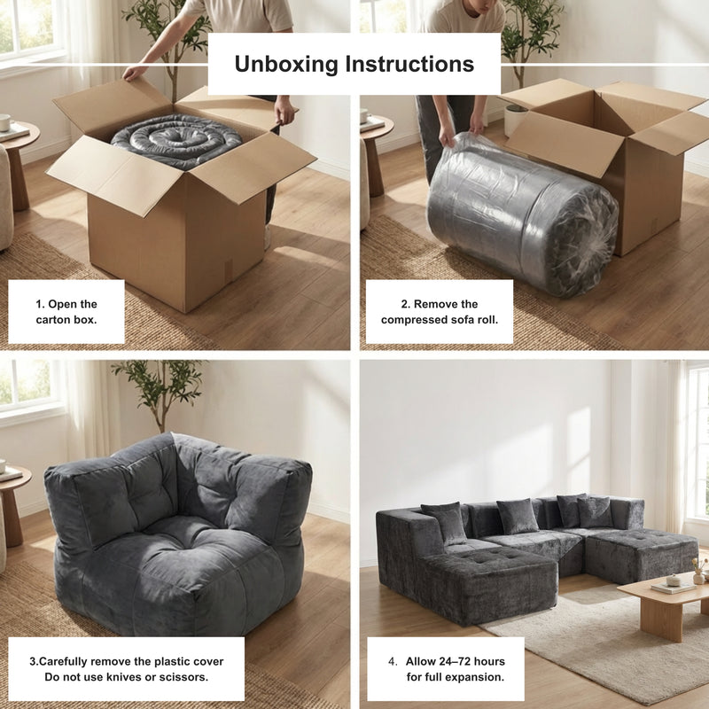 Boneless U-Shaped Sectional Sofa — Modular, No Assembly | Oak & Birch