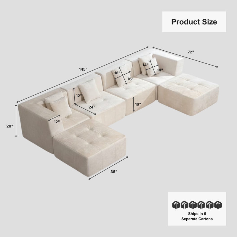 Boneless Modular Sectional Couch in a Box with Ottoman | Oak & Birch