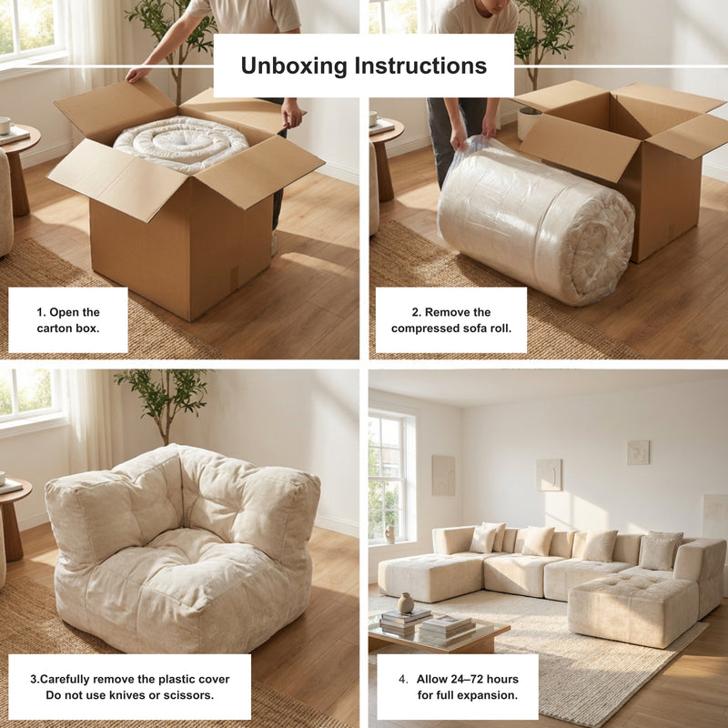 Boneless Modular Sectional Couch in a Box with Ottoman | Oak & Birch