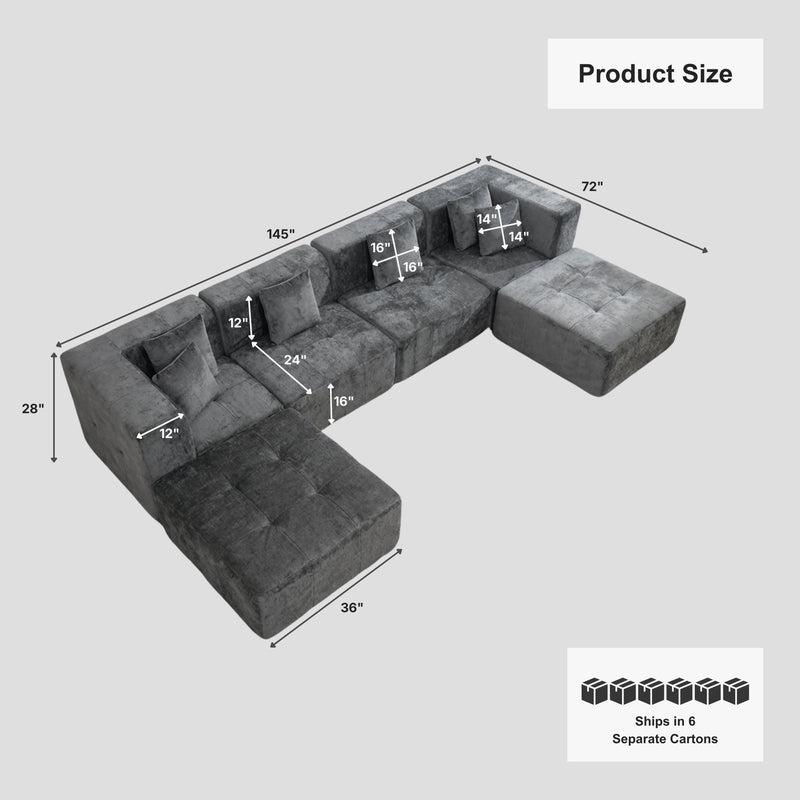 Boneless U-Shaped Sectional Sofa — Modular, No Assembly | Oak & Birch