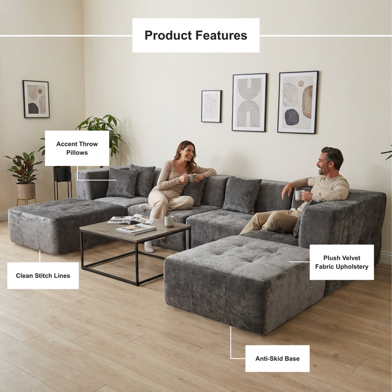 Boneless U-Shaped Sectional Sofa — Modular, No Assembly | Oak & Birch