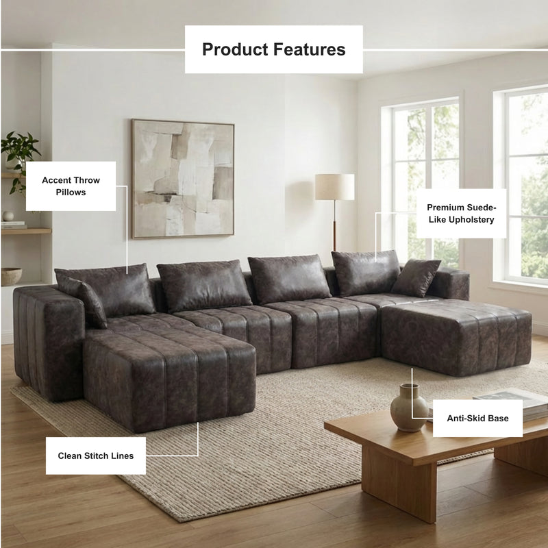 Boneless Deep Seat U-Shaped Sectional Sofa — Modular, No Assembly | Oak & Birch