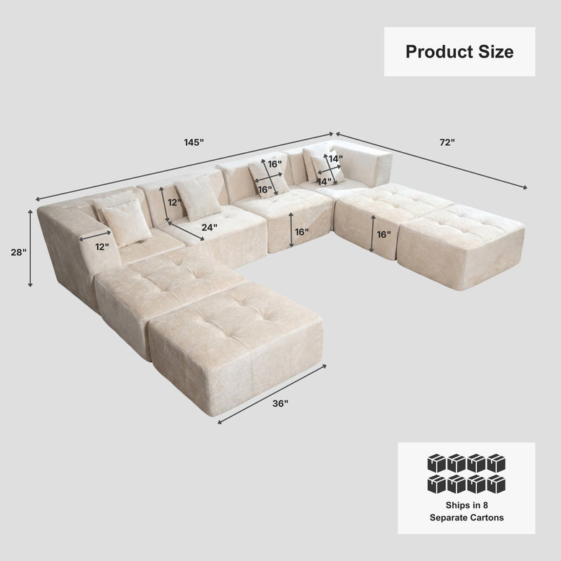 Boneless U-Shaped Sectional Sofa — Modular, No Assembly | Oak & Birch