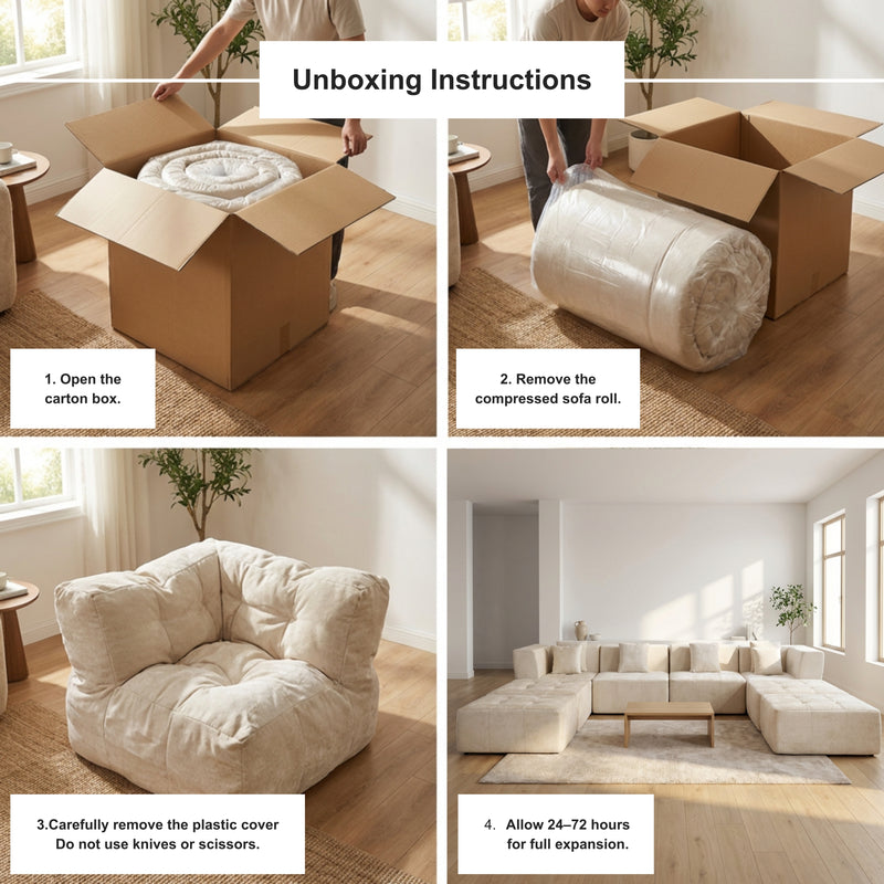 Boneless Modular Sectional Couch in a Box with Ottoman | Oak & Birch
