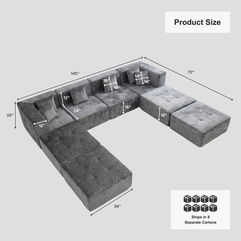 Boneless U-Shaped Sectional Sofa — Modular, No Assembly | Oak & Birch