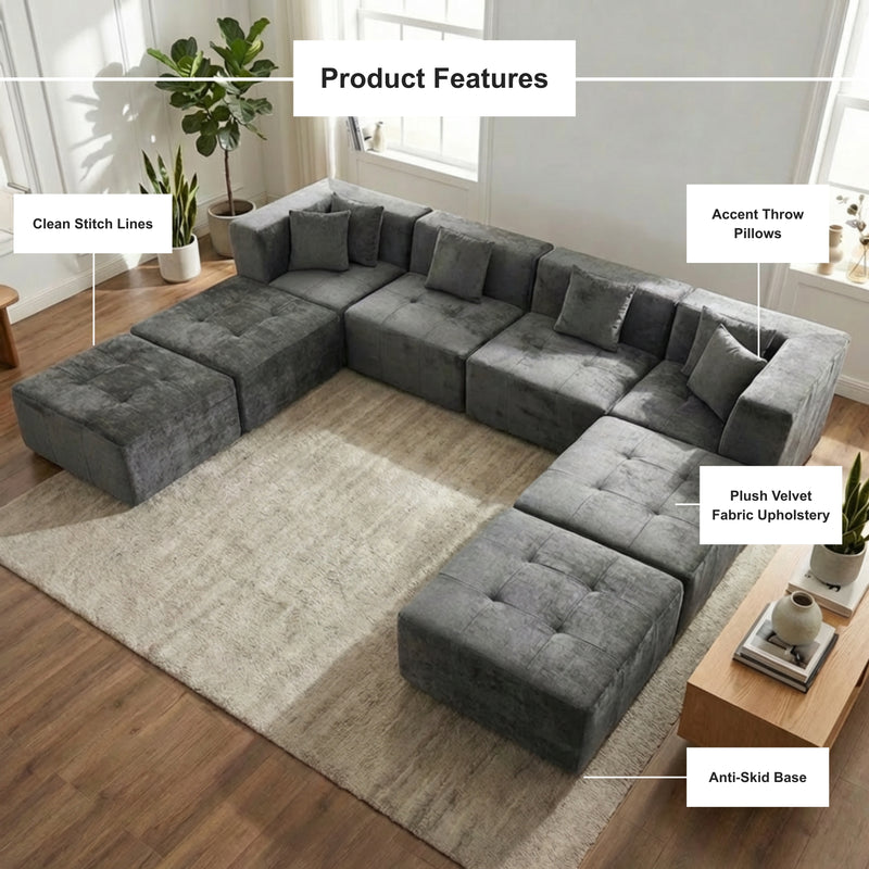 Boneless Modular Sectional Couch in a Box with Ottoman | Oak & Birch