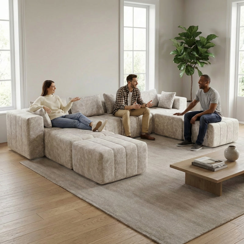 Boneless Deep Seat U-Shaped Sectional Sofa — Modular, No Assembly | Oak & Birch