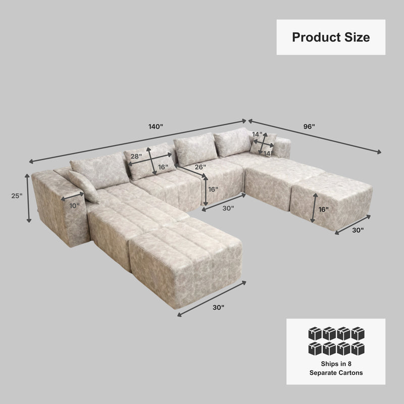 Boneless Deep Seat U-Shaped Sectional Sofa — Modular, No Assembly | Oak & Birch