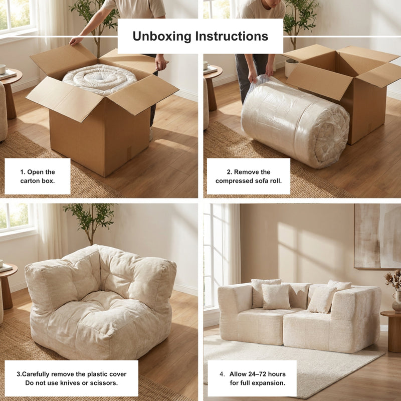 Boneless Loveseat Sofa — Cloud Couch Style, No Assembly | Oak & Birch