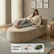 Oak & Birch Soft Haven Curved Boneless Modular Sofa — Plush Velvet Sectional Right Armchaise Cream