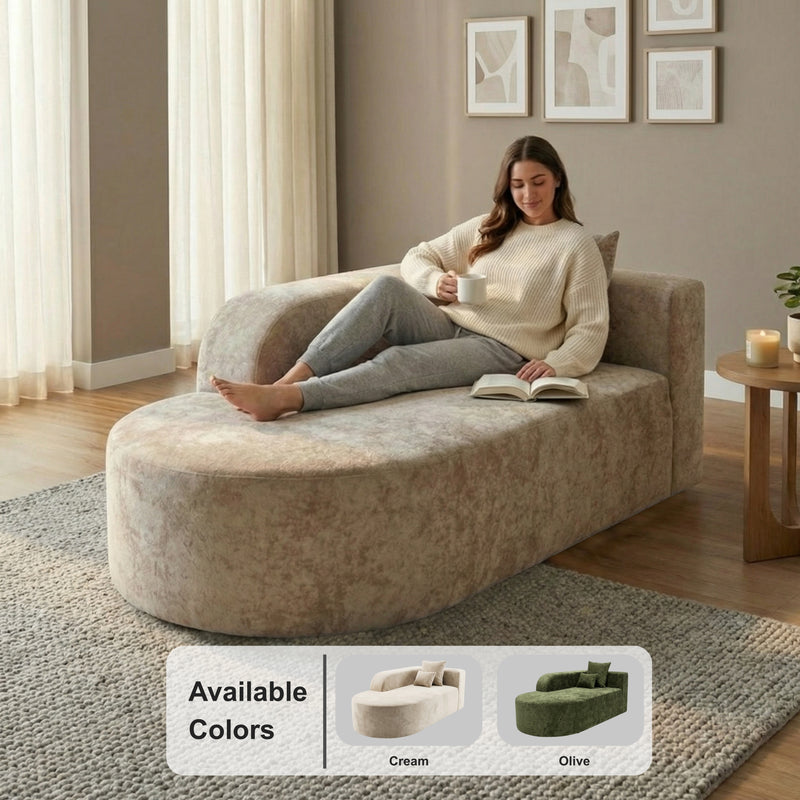 Oak & Birch Soft Haven Curved Boneless Modular Sofa — Plush Velvet Sectional Right Armchaise Cream