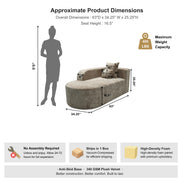 Oak & Birch Soft Haven Curved Boneless Modular Sofa — Plush Velvet Sectional Right Armchaise Cream