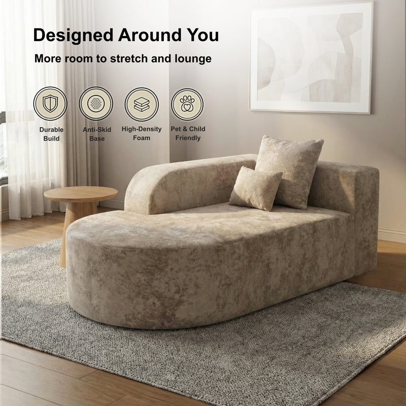 Oak & Birch Soft Haven Curved Boneless Modular Sofa — Plush Velvet Sectional Right Armchaise Cream