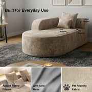 Oak & Birch Soft Haven Curved Boneless Modular Sofa — Plush Velvet Sectional Right Armchaise Cream