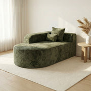 Oak & Birch Soft Haven Curved Boneless Modular Sofa — Plush Velvet Sectional Right Armchaise Olive