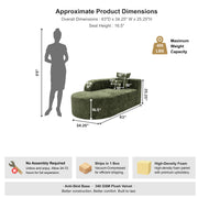 Oak & Birch Soft Haven Curved Boneless Modular Sofa — Plush Velvet Sectional Right Armchaise Olive
