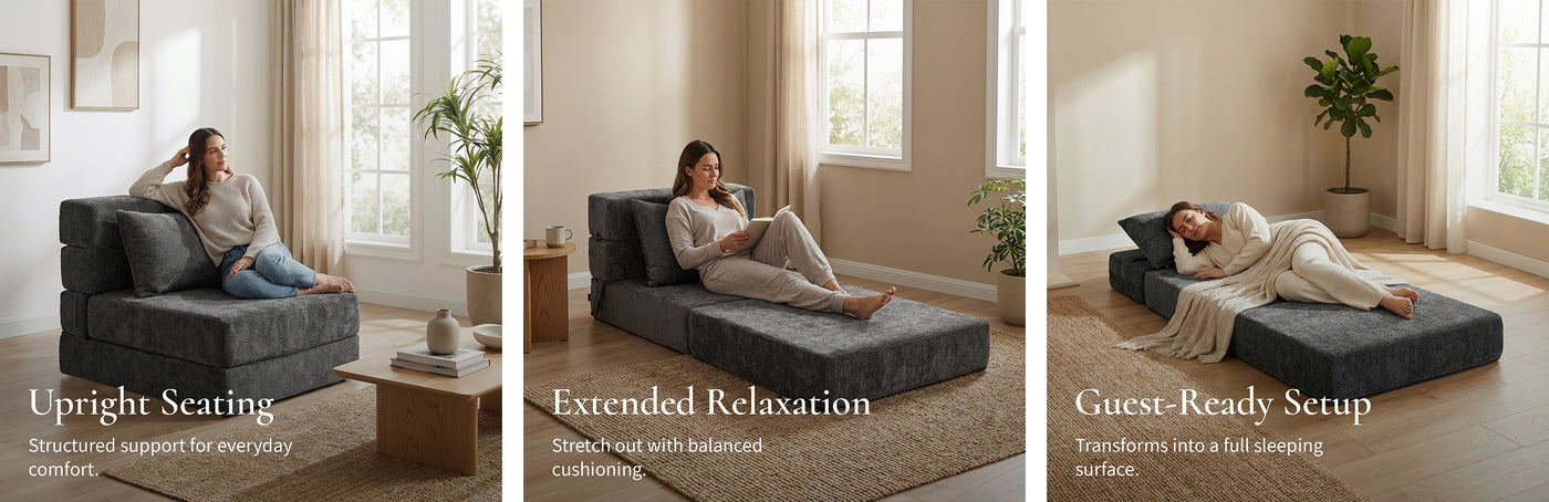 Boneless Foldout Frameless Floor Sofa – Chaise & Sleeper | Oak & Birch lifestyle