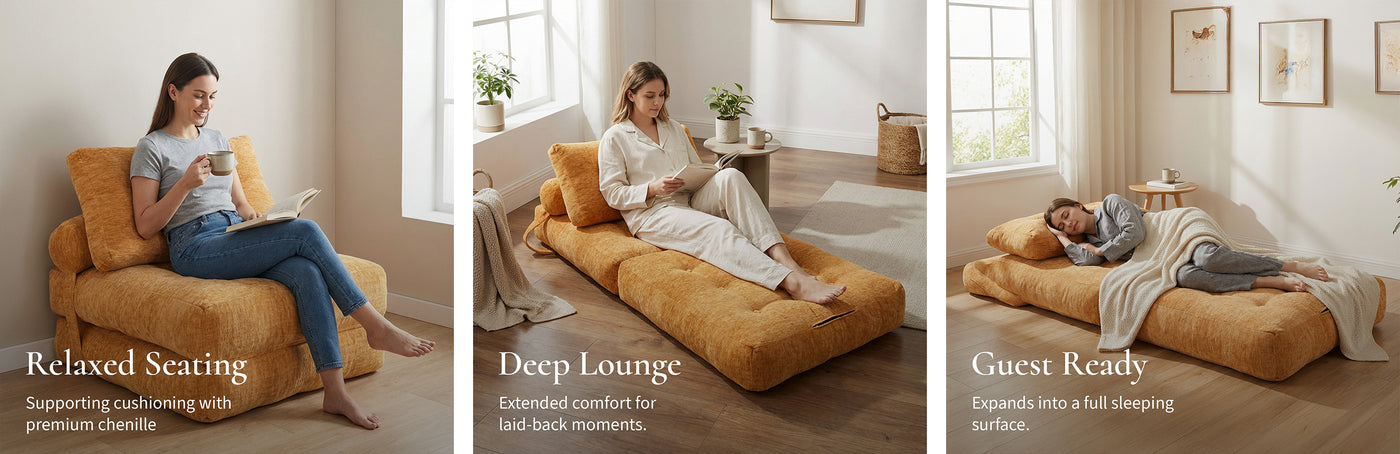 Boneless Convertible Floor Couch – Chaise Lounge & Sleeper | Oak & Birch lifestyle